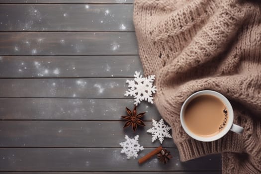Cozy Winter Mockup with Cocoa and Blanket. Generative AI