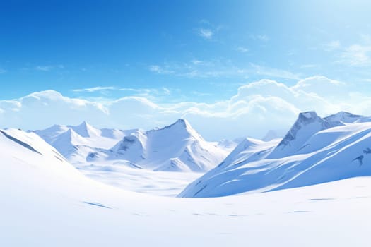 Snowy Mountain Peaks Landscape. Generative AI