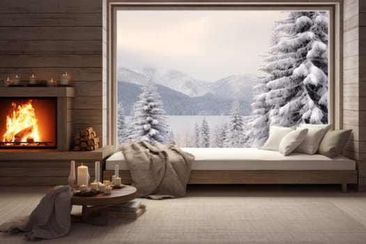 Winter Mockup with Snow-Covered Landscape. Generative AI