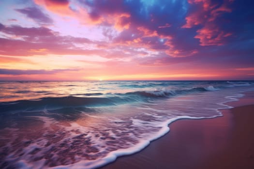 Tranquil Ocean Sunset Landscape. Generative AI