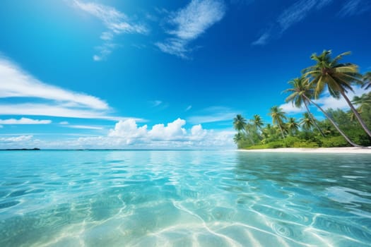 Tranquil river under a clear blue sky background. Generative AI