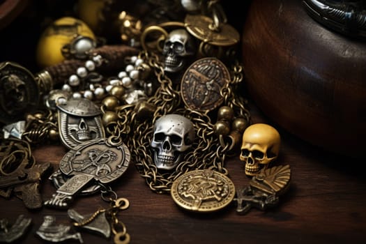 Pirate's Necklace with Trinkets and Charms. Generative AI