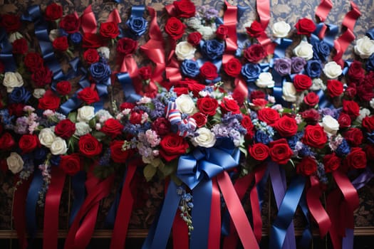 Tribute Wall with Flag Ribbons. Generative AI