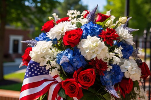 Patriot Day Memorial with Flowers. Generative AI