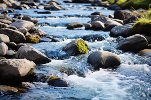 Clear Mountain Stream: Purity of Water. Generative AI