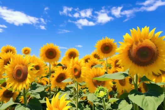 Sunny Sea of Sunflowers. Generative AI
