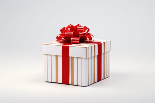 White gift box with a red bow. Generative AI