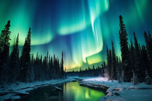 Breathtaking Aurora Borealis Landscape. Generative AI