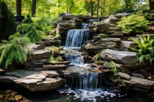 Cascading Waterfall Natural Feature. Generative AI