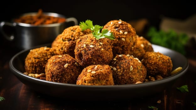 Crispy and greasy falafel balls. Generative AI