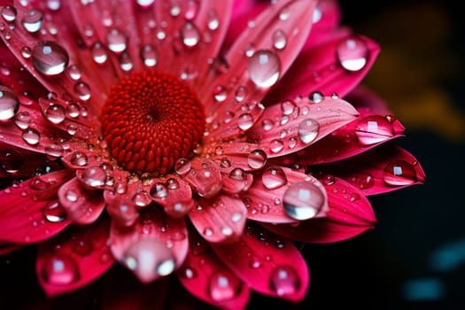 Pink flower with water droplets on it. Generative AI