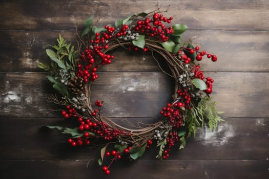 Christmas holiday wreath-making flatlay. Generative AI