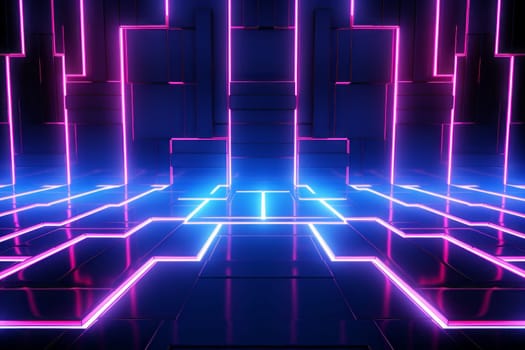 Futuristic with Neon Light Patterns. Generative AI