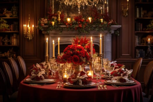 Gradient of red and gold, a traditional holiday setting. Generative AI