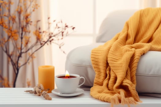 Inviting Living Room with Tea. Generative AI
