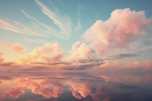 Vibrant sky filled with pink clouds. Generative AI