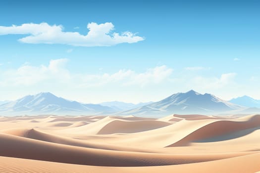 Pristine Sand Dunes Under Clear Sky. Generative AI
