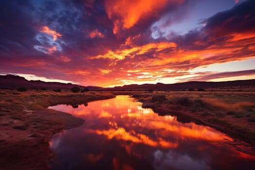Stunning sunset casting warm hues. Generative AI
