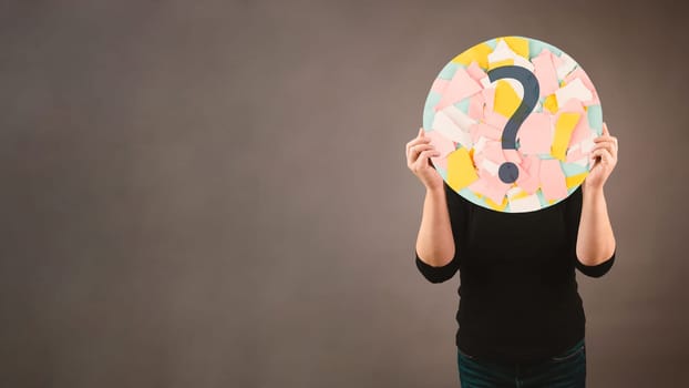 Question mark with ripped paper, education and business concept, brain searching for answers, mind brainstorming for idea