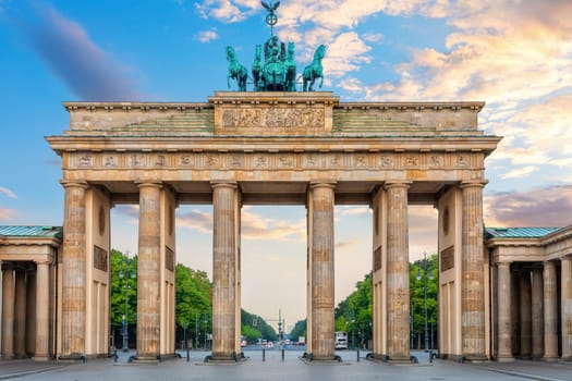 Famous Brandenburg Gate, popular place of visit, close view, Berlin, Germany.