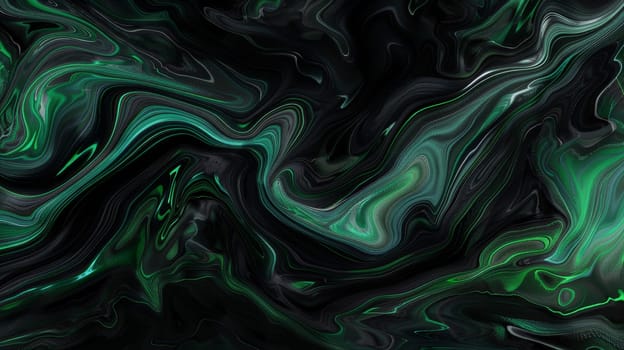 Immerse yourself in the enigmatic dance of swirling textures, where black and green intertwine in captivating harmony. This abstract composition reveals the dynamic motion of fingers crafting intricate patterns, evoking a sense of mystery and vitality.