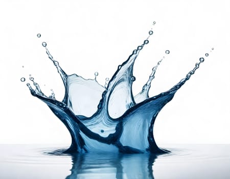 AI generated of a splash of blue clear water isolated on white