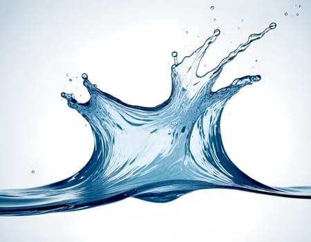 AI generated of a splash of blue clear water isolated on white