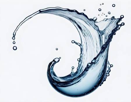 AI generated of a splash of blue clear water isolated on white