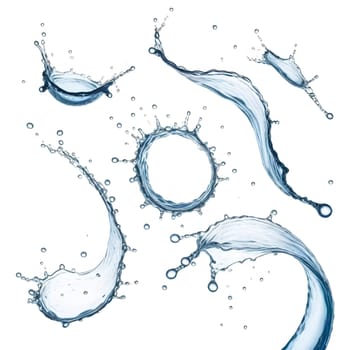 AI generated of a splash of blue clear water isolated on white