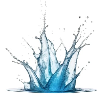 AI generated of a splash of blue clear water isolated on white