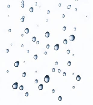 AI generated of a bunch of water drops are floating in a white background
