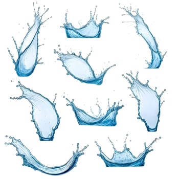 AI generated of a splash of blue clear water isolated on white