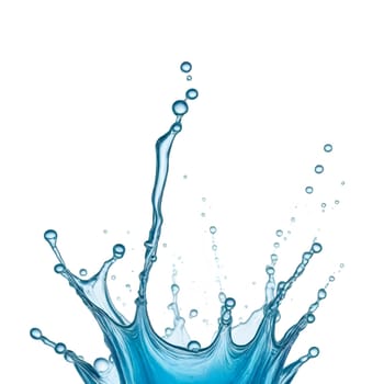 AI generated of a splash of blue clear water isolated on white