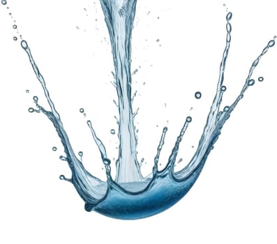 AI generated of a splash of blue clear water isolated on white