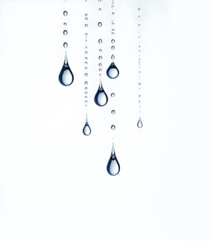 AI generated of a bunch of water drops are floating in a white background