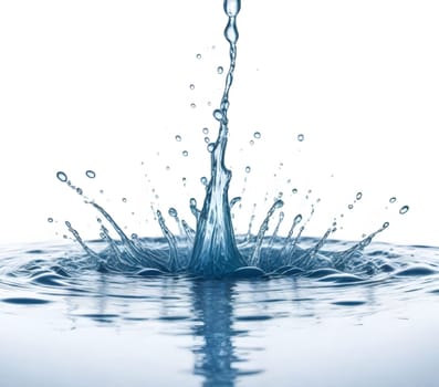 AI generated of a splash of blue clear water isolated on white