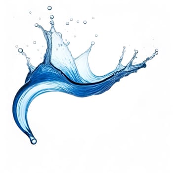 AI generated of a splash of blue clear water isolated on white