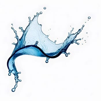 AI generated of a splash of blue clear water isolated on white