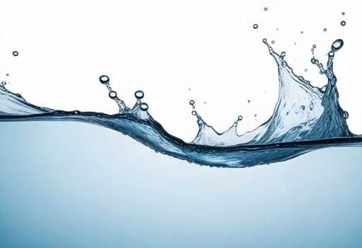 AI generated of a splash of blue clear water isolated on white