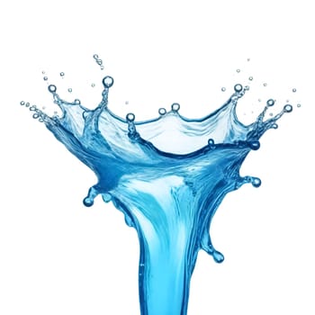AI generated of a splash of blue clear water isolated on white