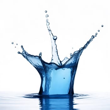 AI generated of a splash of blue clear water isolated on white