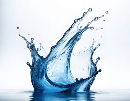 AI generated of a splash of blue clear water isolated on white