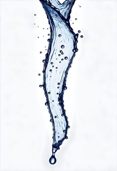 AI generated of a splash of blue clear water isolated on white