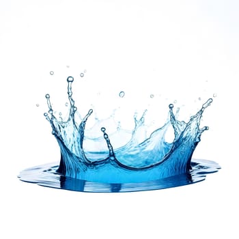 AI generated of a splash of blue clear water isolated on white