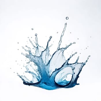 AI generated of a splash of blue clear water isolated on white