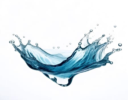 AI generated of a splash of blue clear water isolated on white