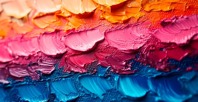 Multicolored rainbow thick oil paint on white isolated background, sampler template AI generated image
