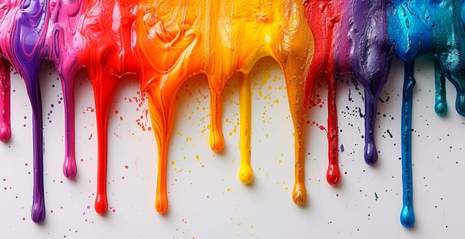 Multi-colored rainbow thick oil paint on a white isolated background, sampler template, smudges AI generated image