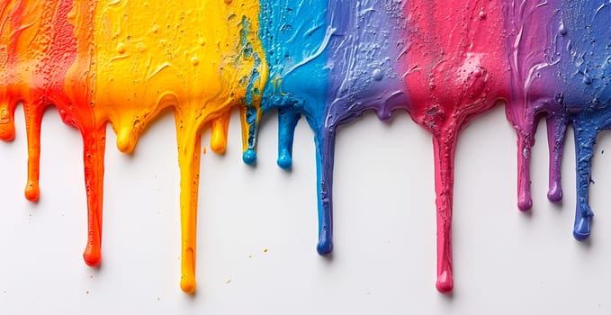 Multi-colored rainbow thick oil paint on a white isolated background, sampler template, smudges AI generated image