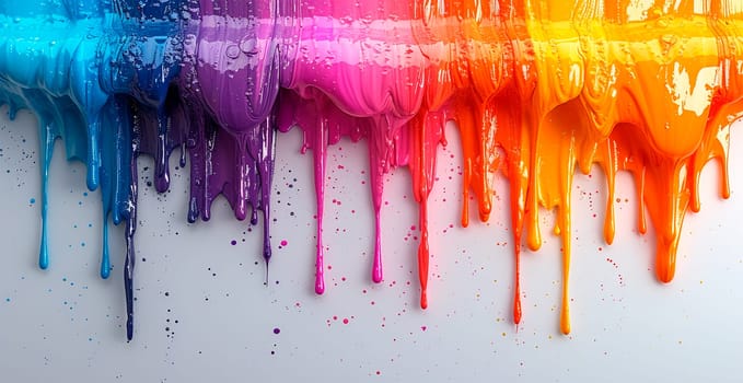 Multi-colored rainbow thick oil paint on a white isolated background, sampler template, smudges AI generated image